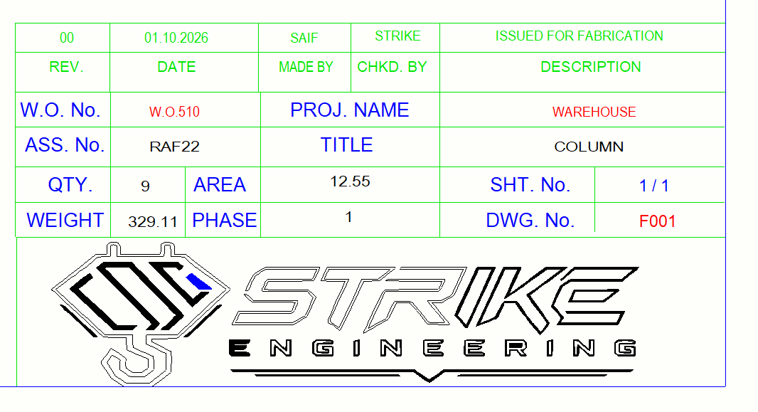 Drawing title block with the resulting drawing number